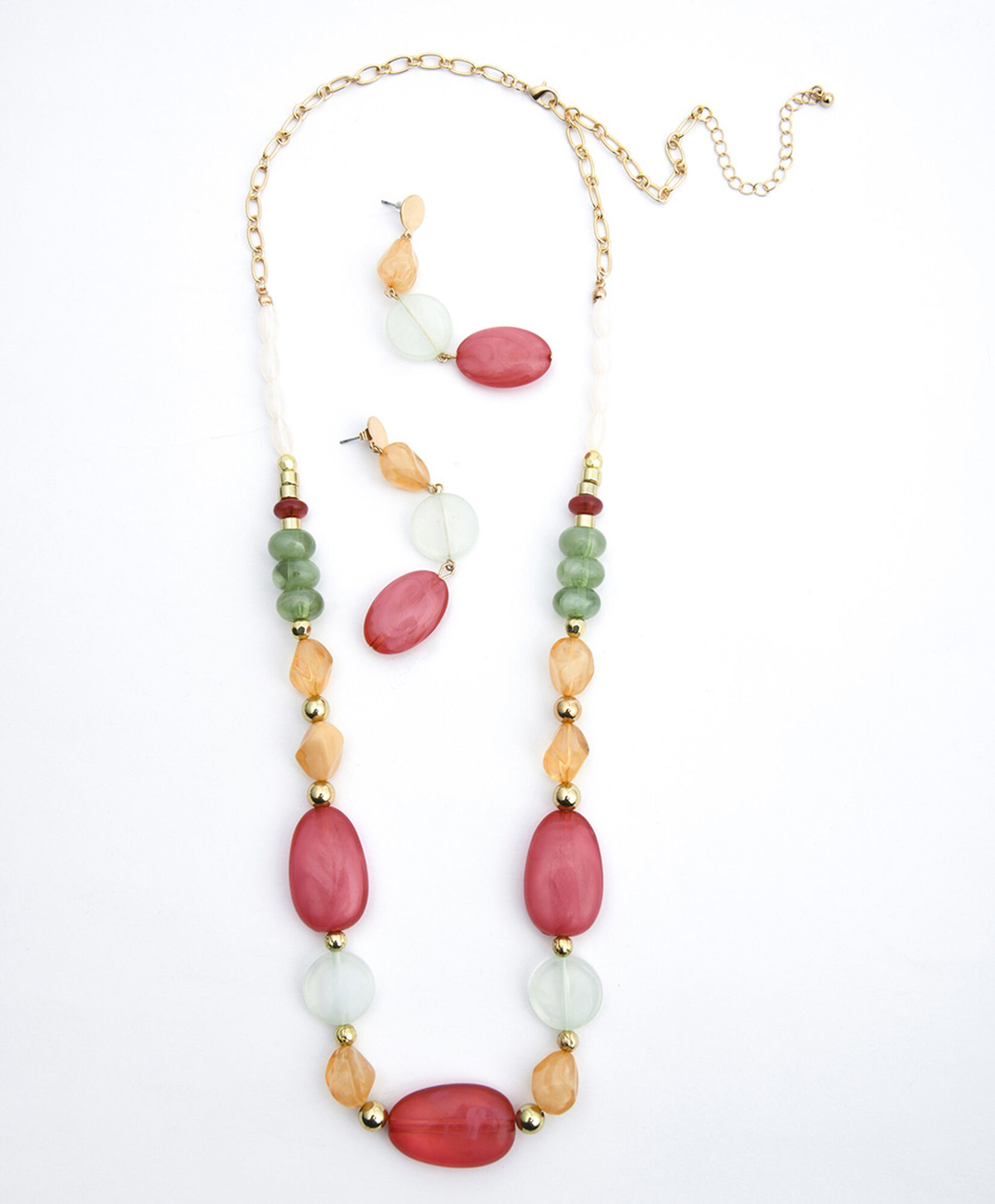 Set collar + aros mujer piedras colores Set collar + aros mujer piedras colores