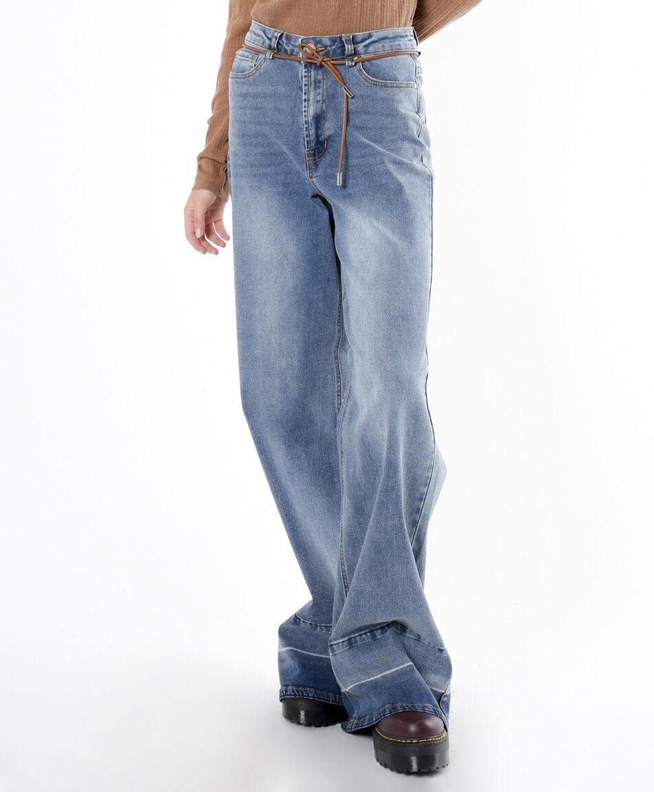 Jeans mujer doble basta wide