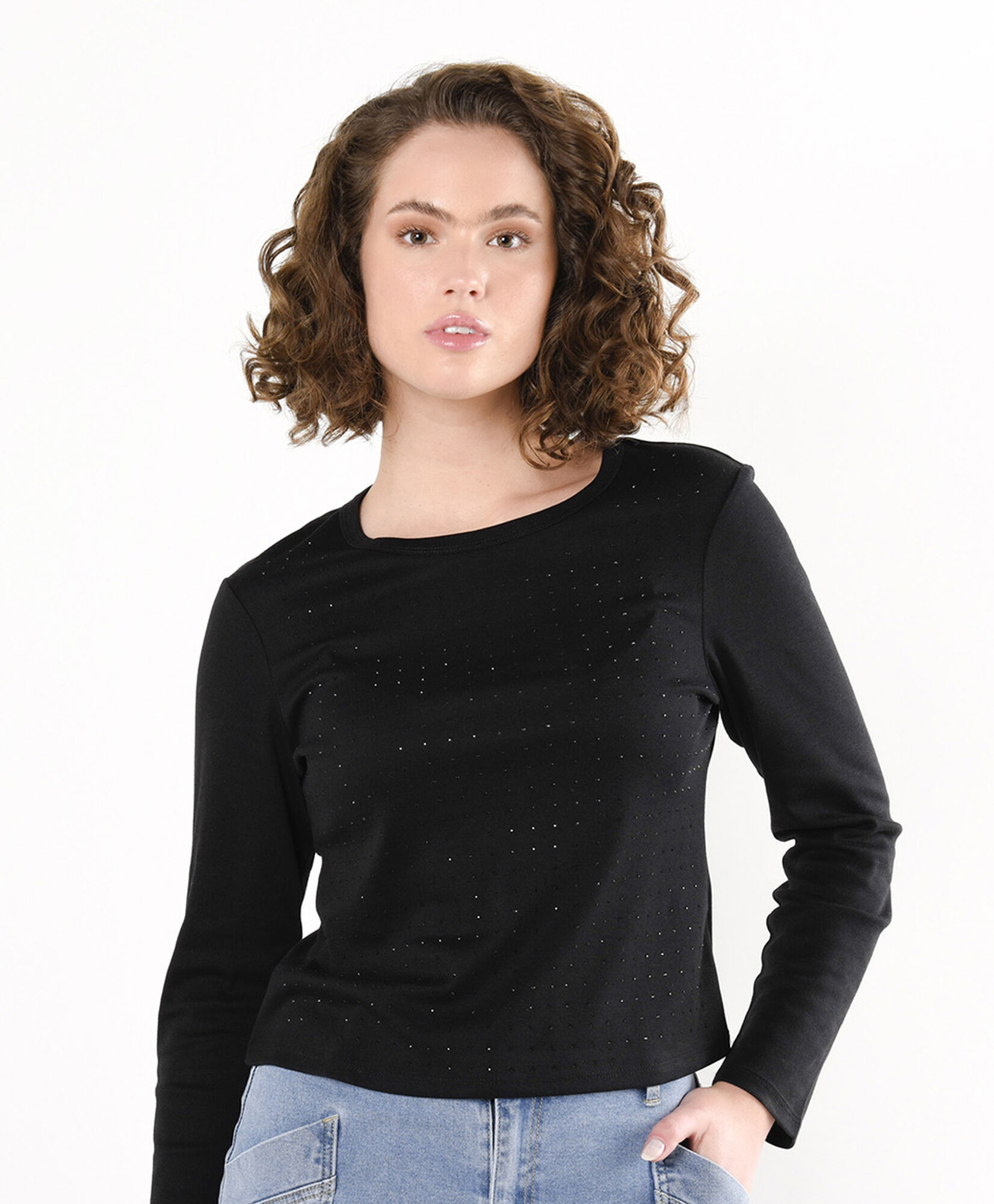 Polera mujer brillos negra Polera mujer brillos negra