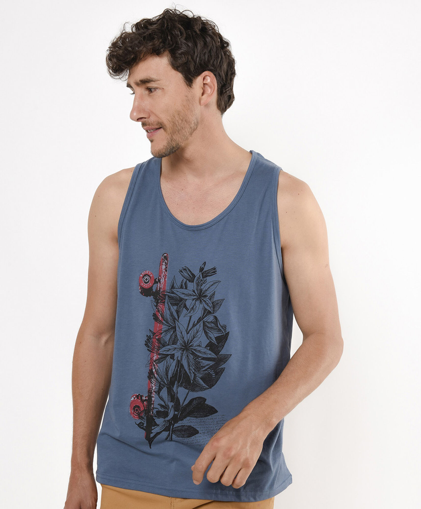 Polera hombre skate floral sin mangas Polera hombre skate floral sin mangas