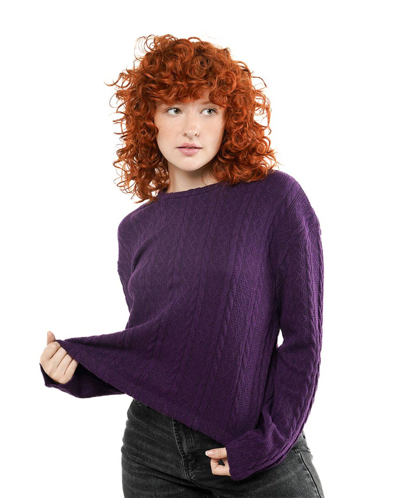 Sweater mujer trenzado morado Sweater mujer trenzado morado