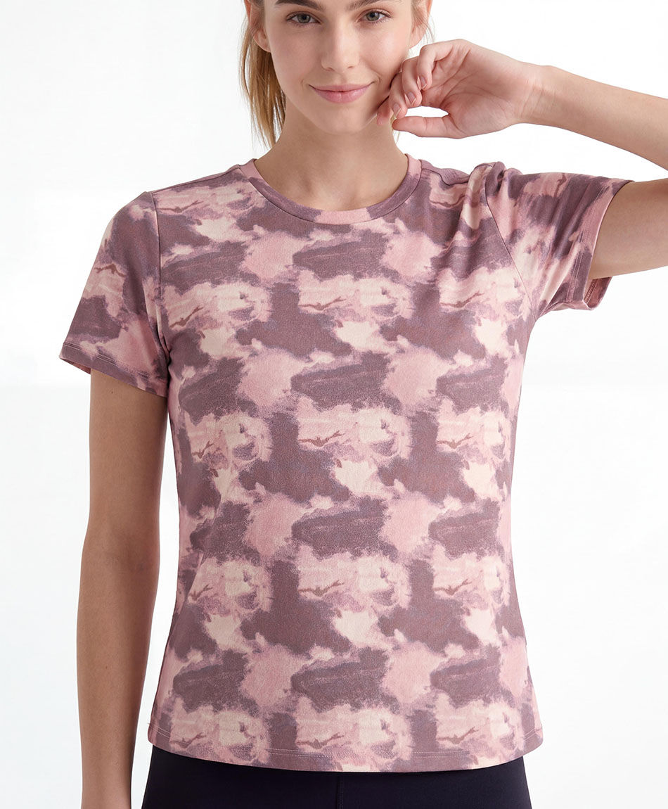 Polera deportiva mujer print abstracto