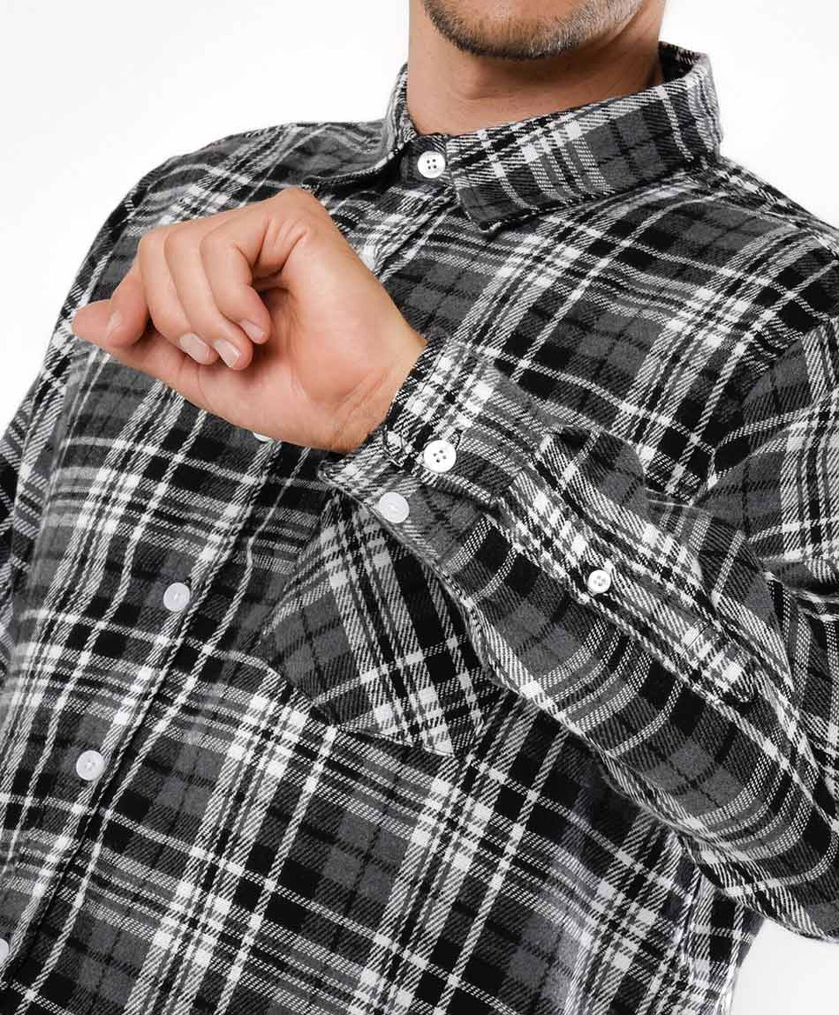 Camisa hombre franela cuadrille blanco y negro Camisa hombre franela cuadrille blanco y negro