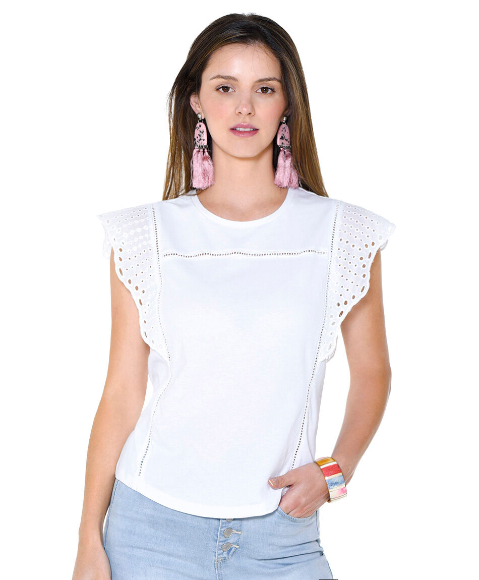 Polera mixta broderie