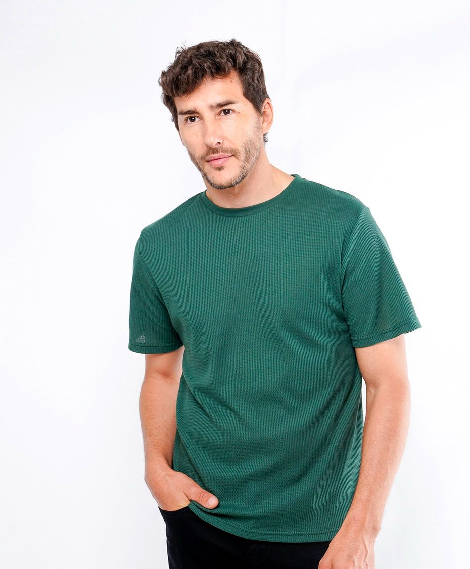 Polera hombre waffle verde