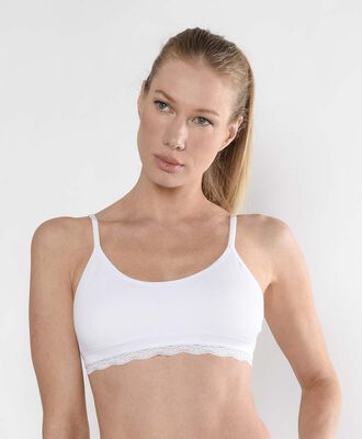 Bralette mujer seamless acanalado escote redondo