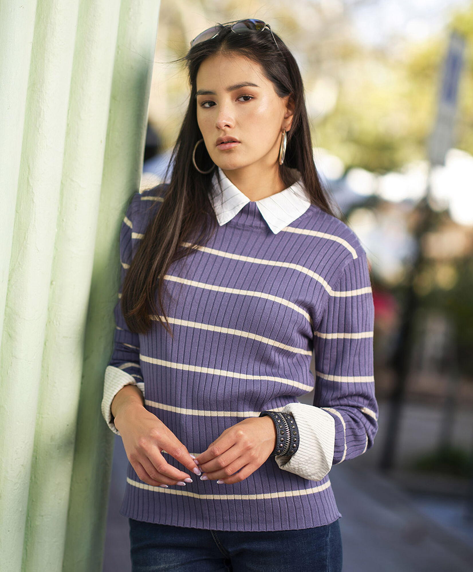 Sweater mujer líneas medio cuello Sweater mujer líneas medio cuello