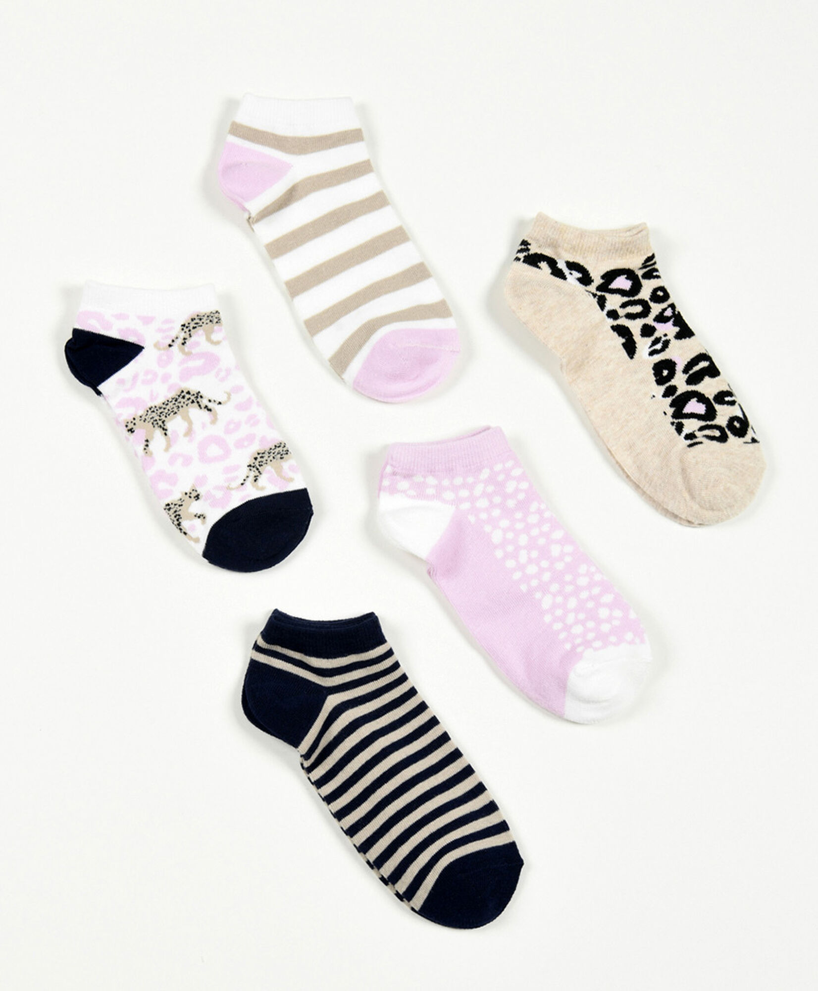 Pack 5 calcetines mujer líneas y animal print Pack 5 calcetines mujer líneas y animal print