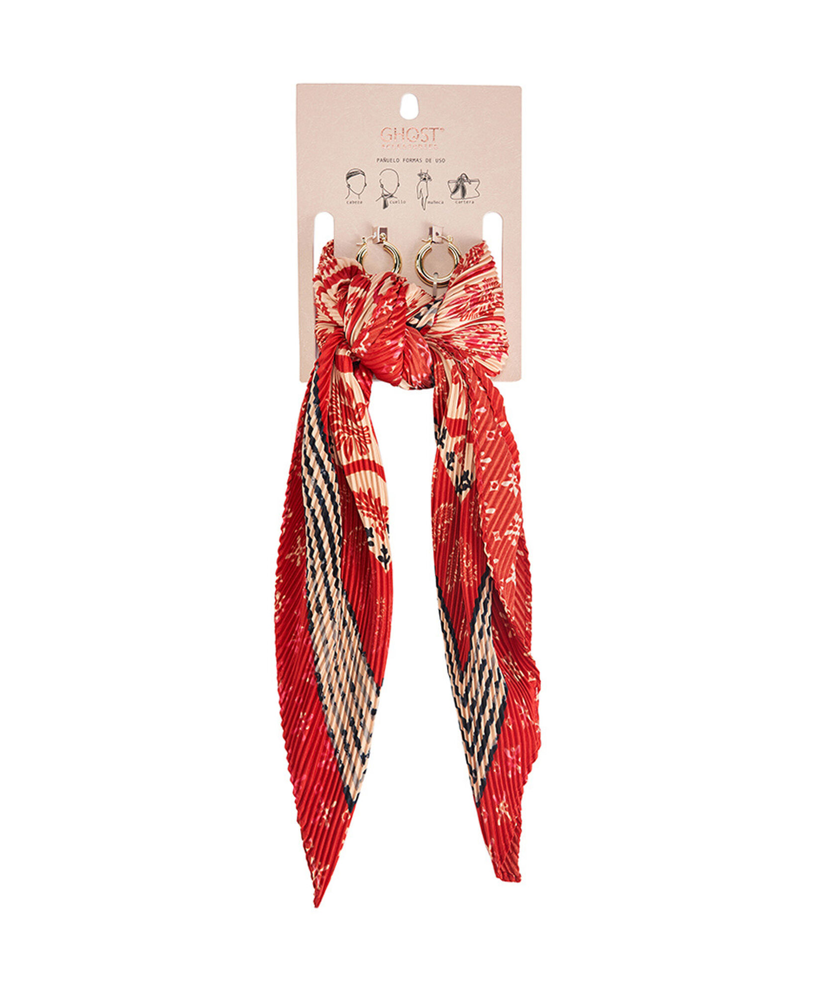 Set pañuelo + aros mujer rojo Set pañuelo + aros mujer rojo