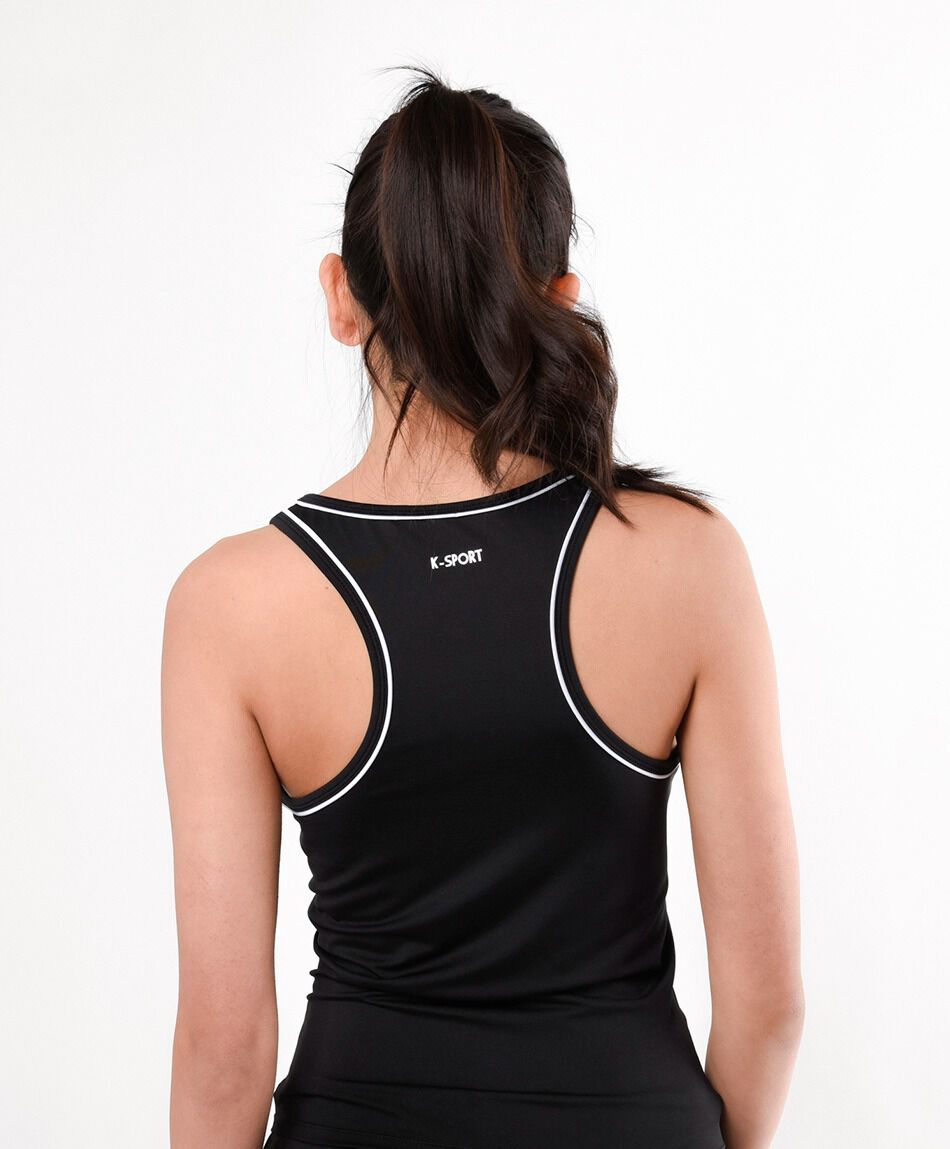 Polera deportiva mujer piping sin mangas