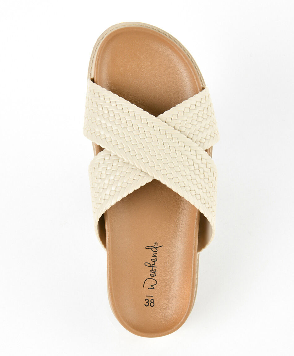 Sandalia mujer cruzada beige