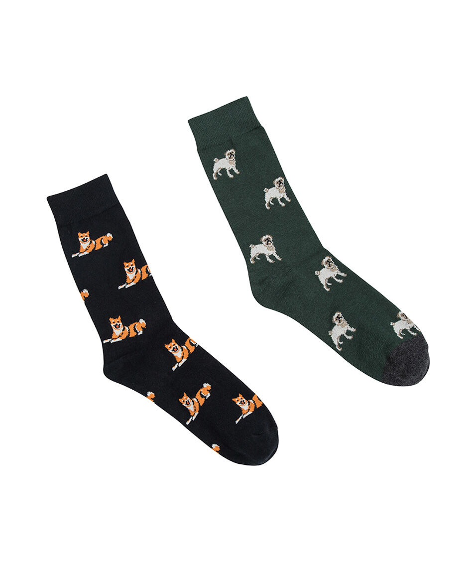 Pack 2 calcetines hombre dise&ntilde;o perritos