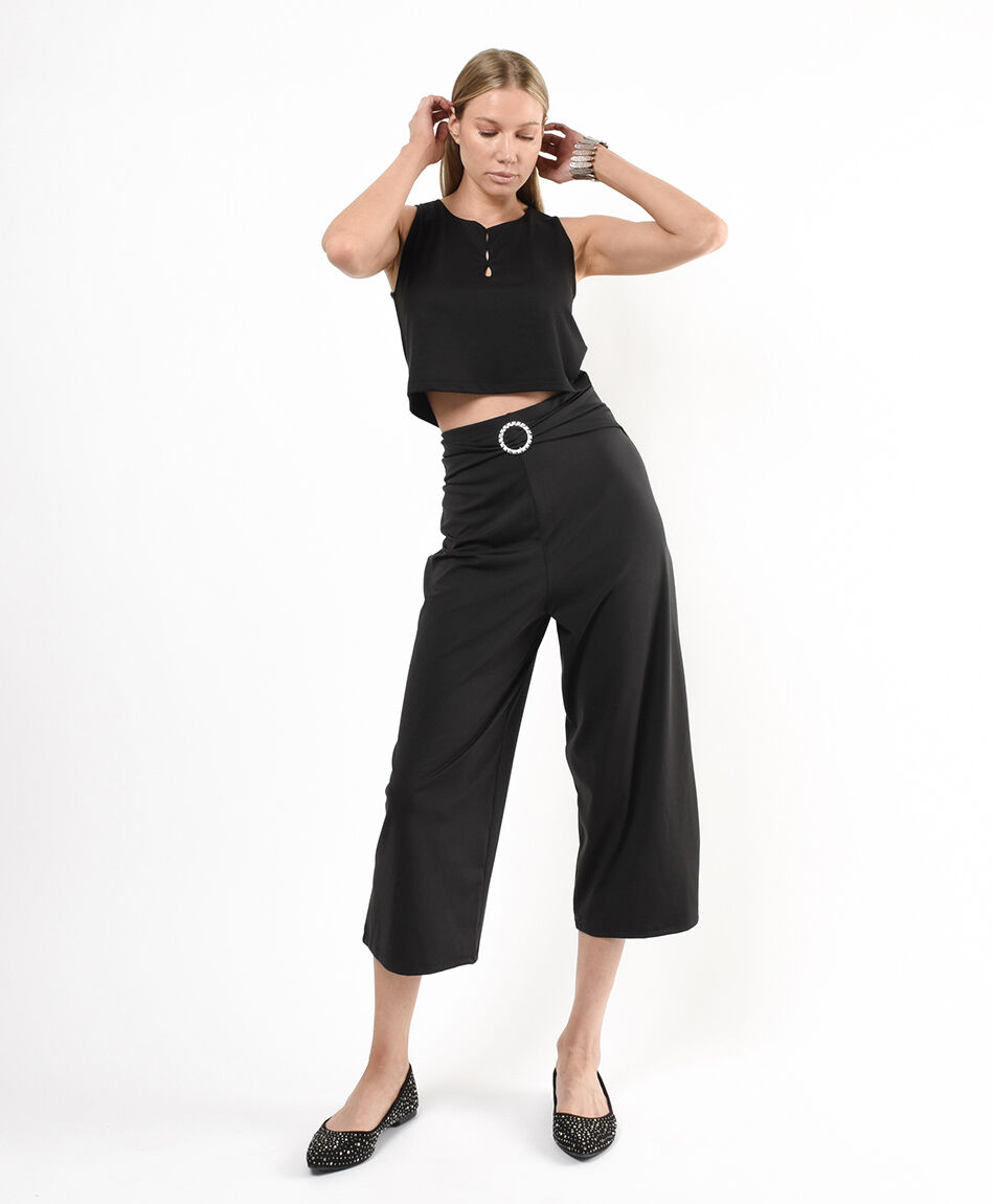 Pantal&oacute;n mujer detalle cintura wide