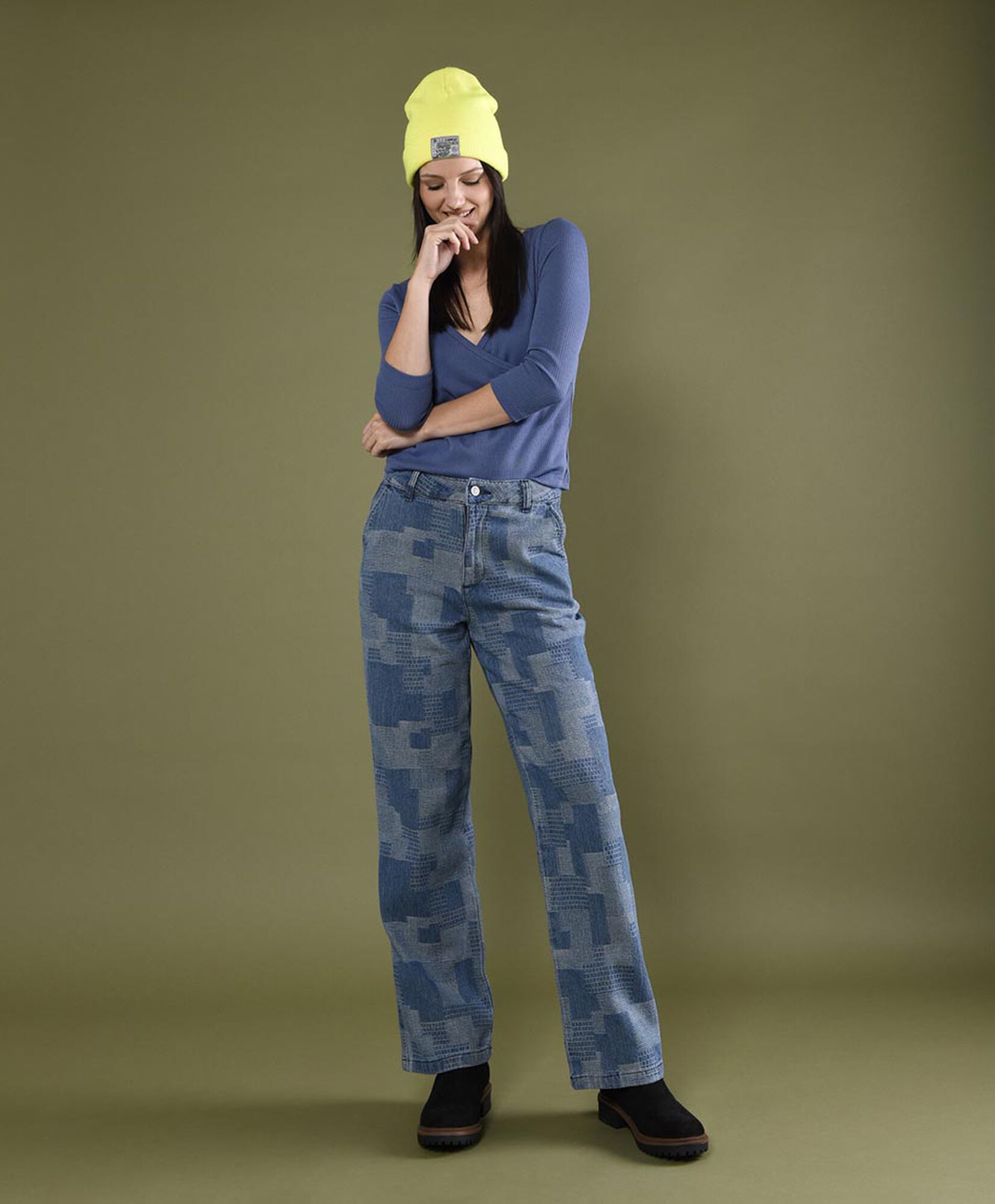 Jeans mujer patchwork straight Jeans mujer patchwork straight