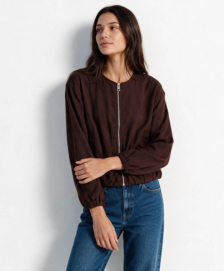Chaqueta mujer bomber lino