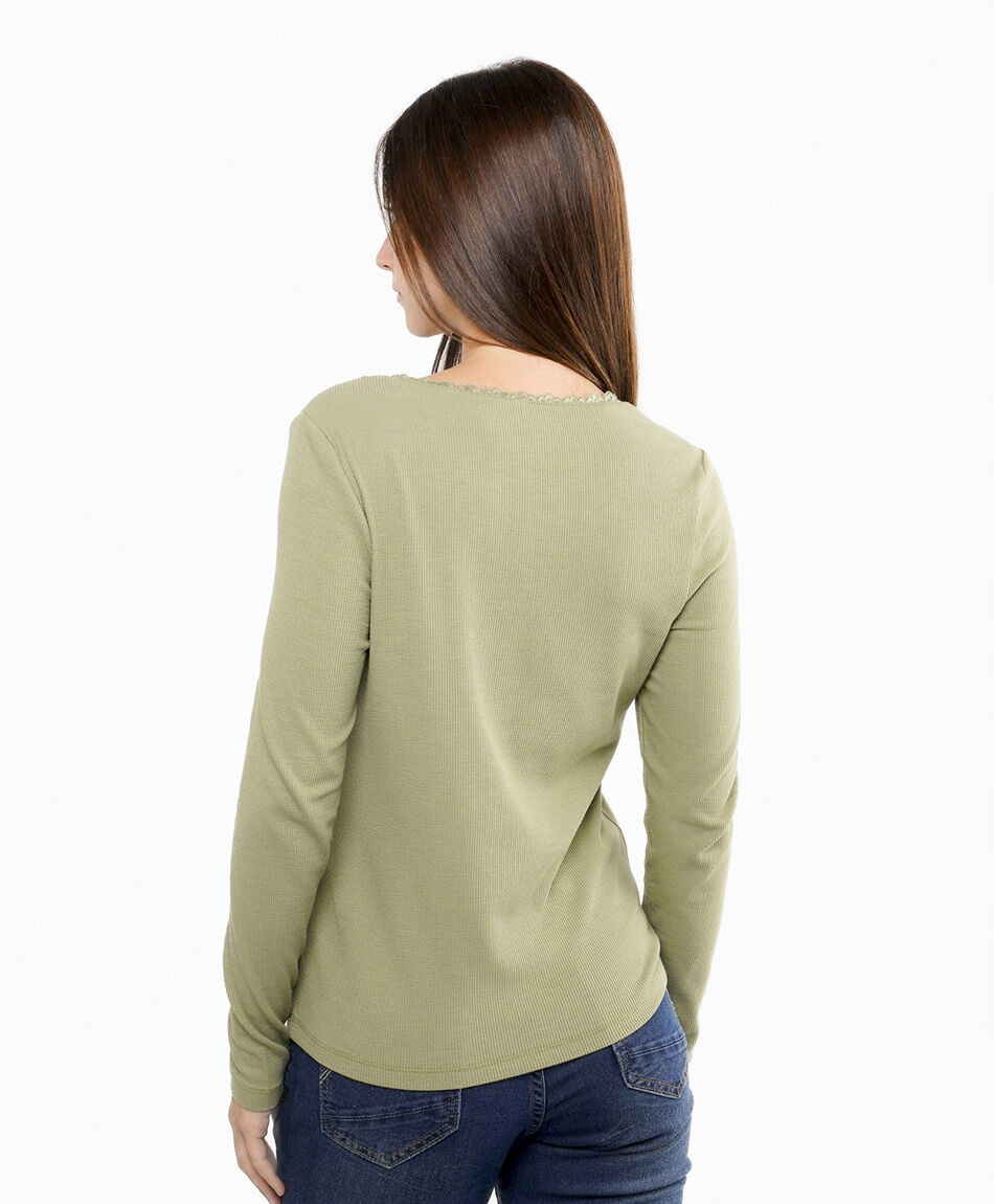Polera mujer ib con encaje green