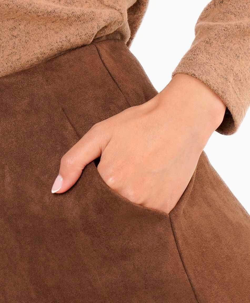 Mini falda mujer suede caf&eacute;