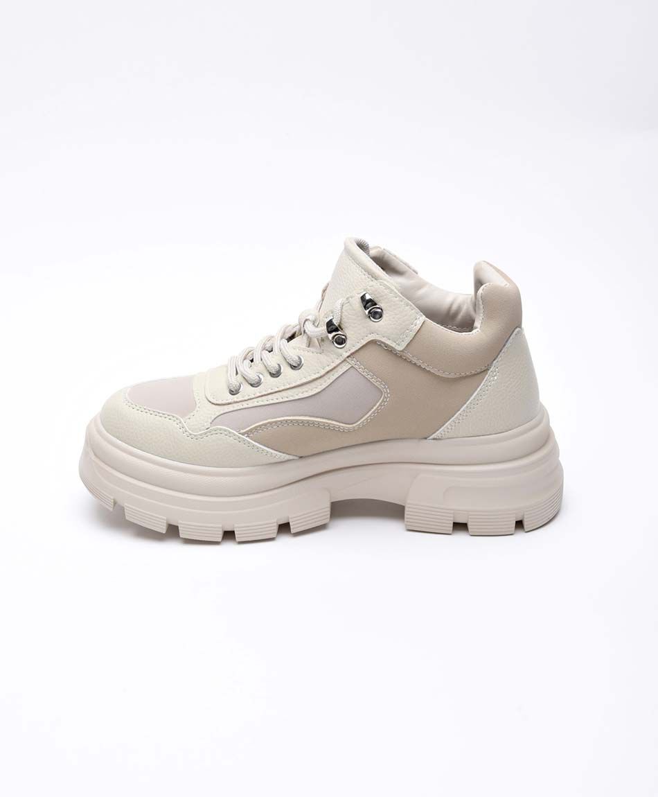 Bot&iacute;n mujer bicolor cordones  cuadrado
