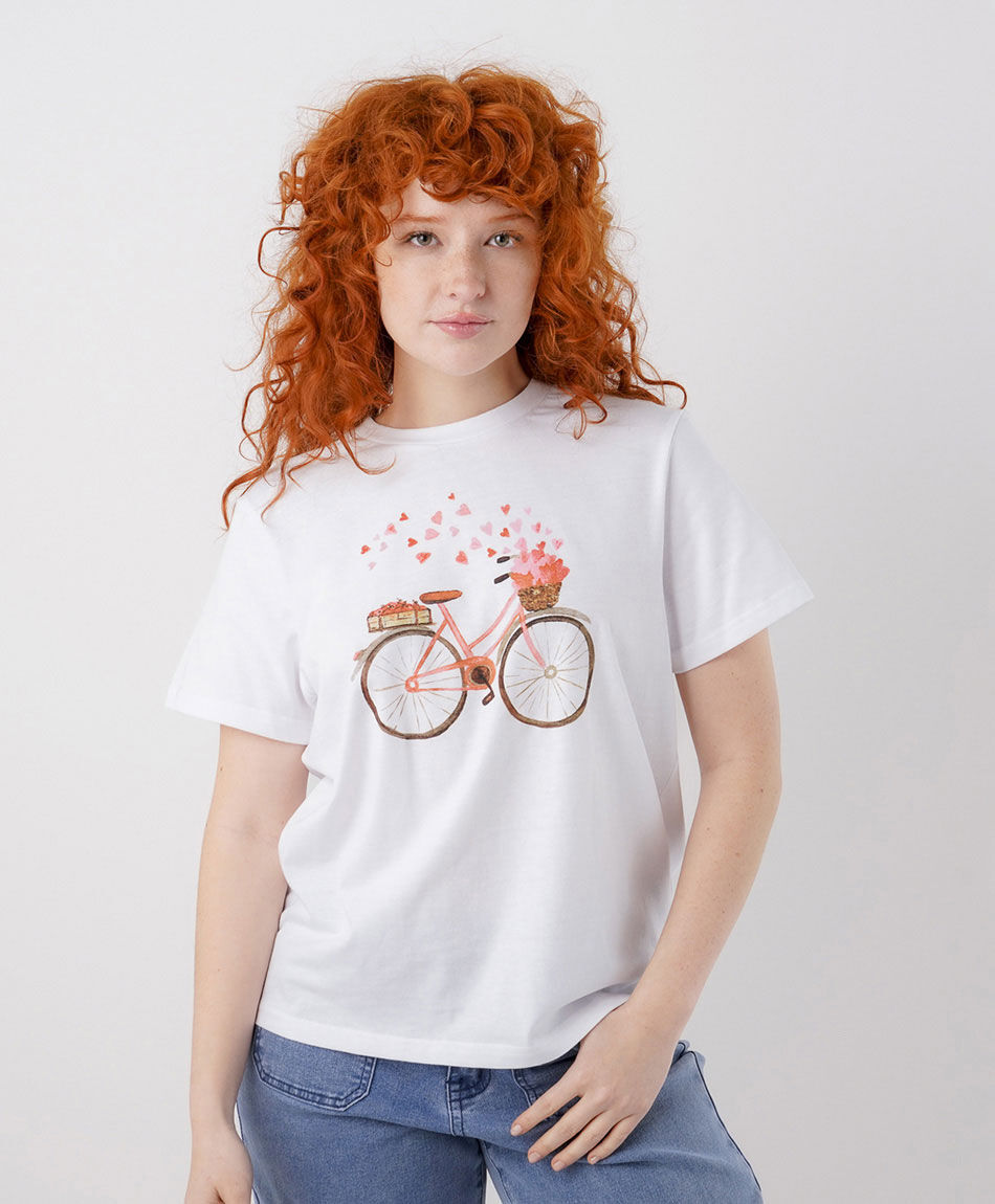 Polera mujer bici flores