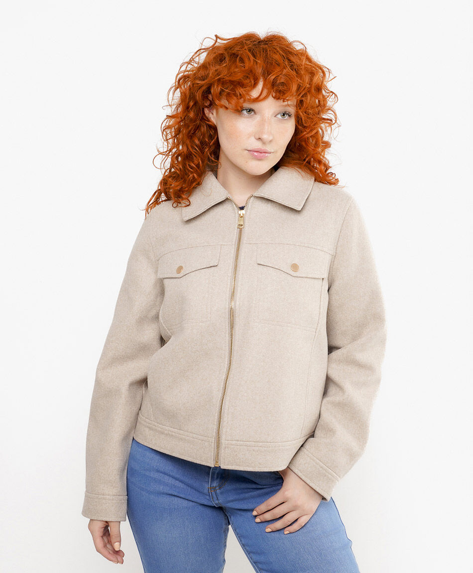 Chaqueta mujer corta bolsillo doble