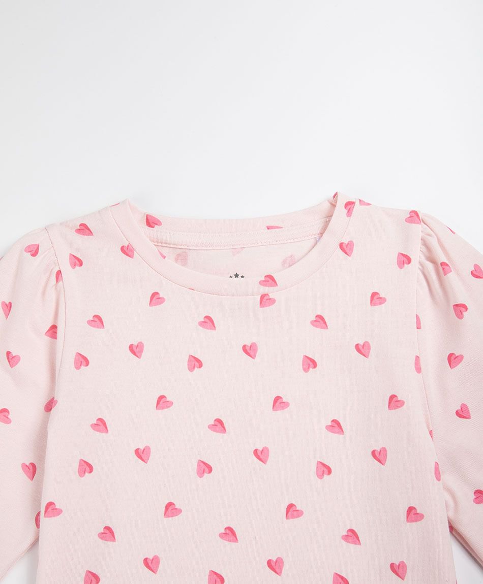 Polera beb&eacute; manga larga corazones