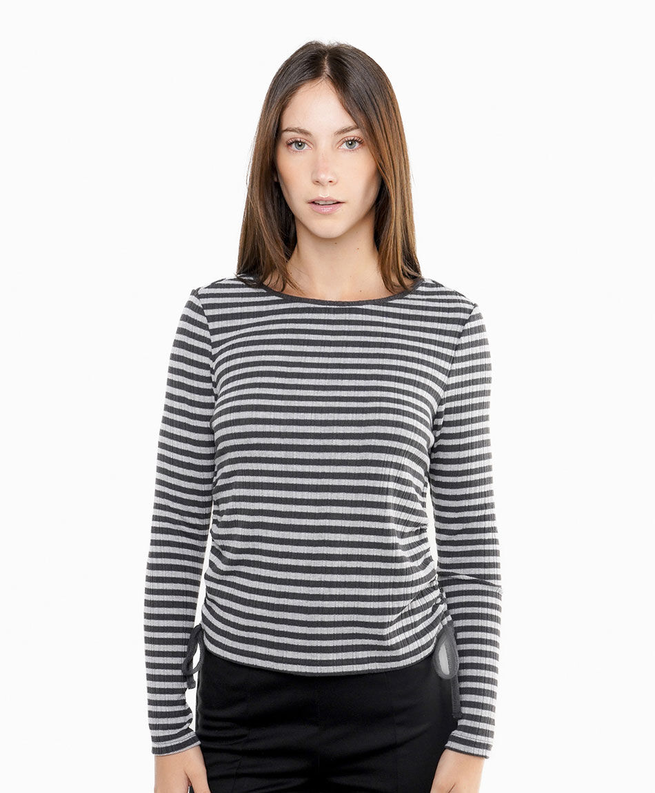 Polera mujer rayas black and white