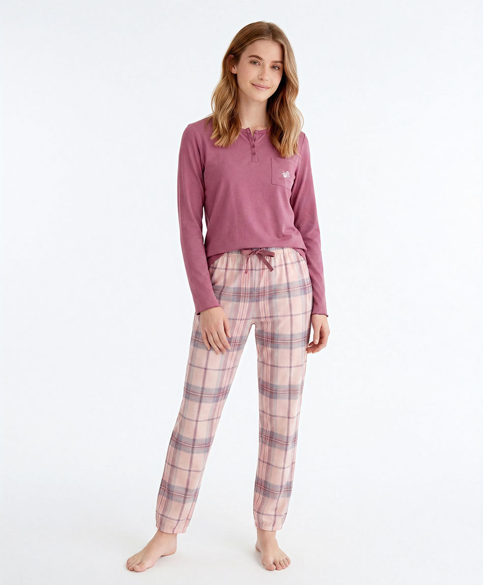 Pijama mujer pantal&oacute;n escoc&eacute;s