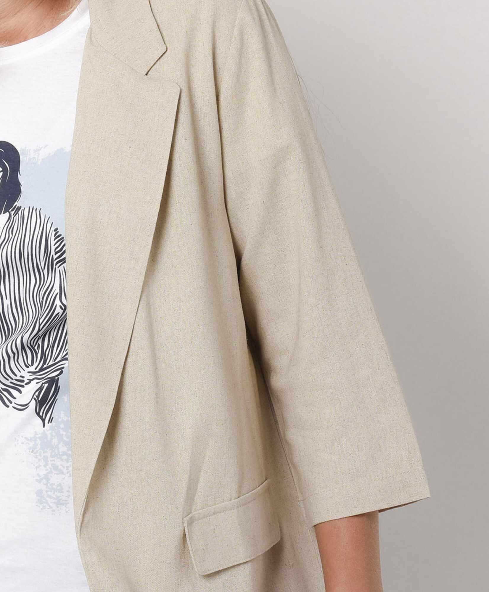 Blazer mujer beige lino Blazer mujer beige lino