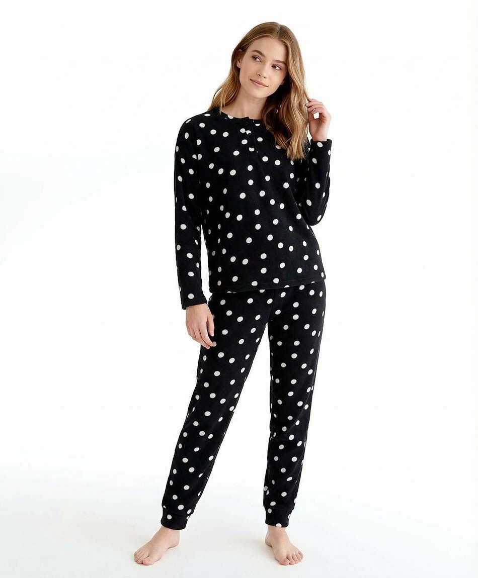 Pijama mujer micropolar puntos
