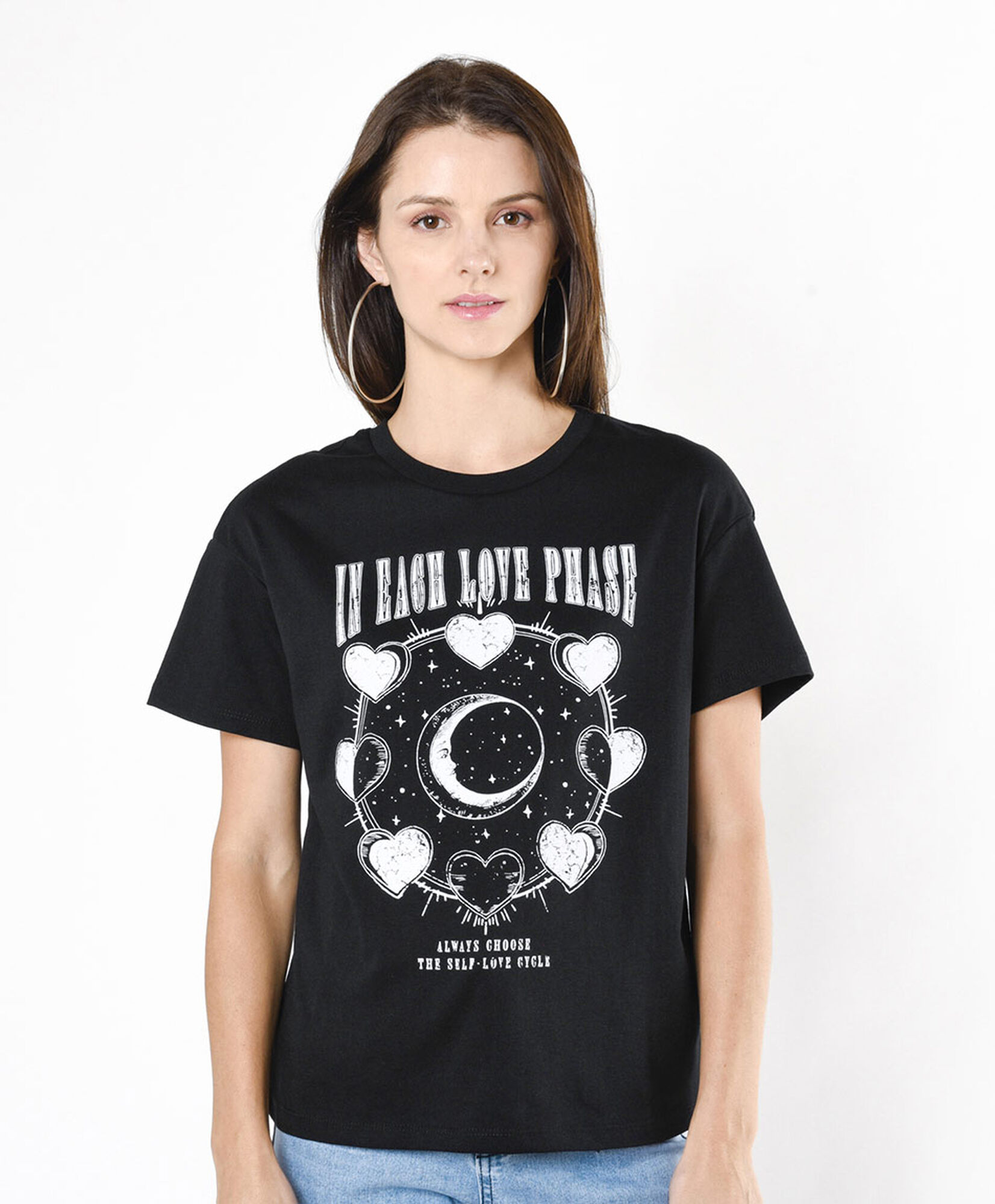 Polera mujer fases luna corazón Polera mujer fases luna corazón