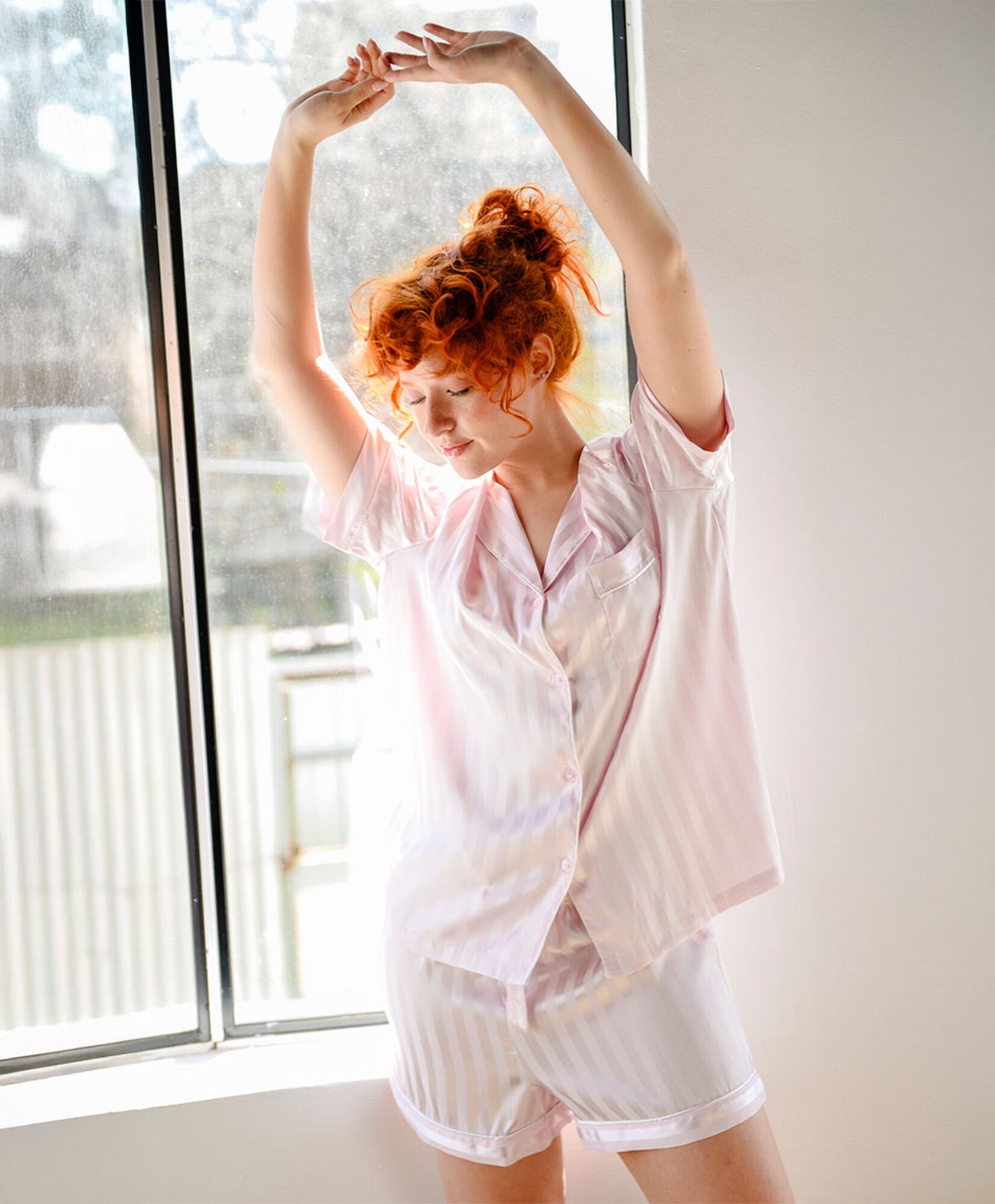 Pijama mujer camisero líneas estilo satín Pijama mujer camisero líneas estilo satín