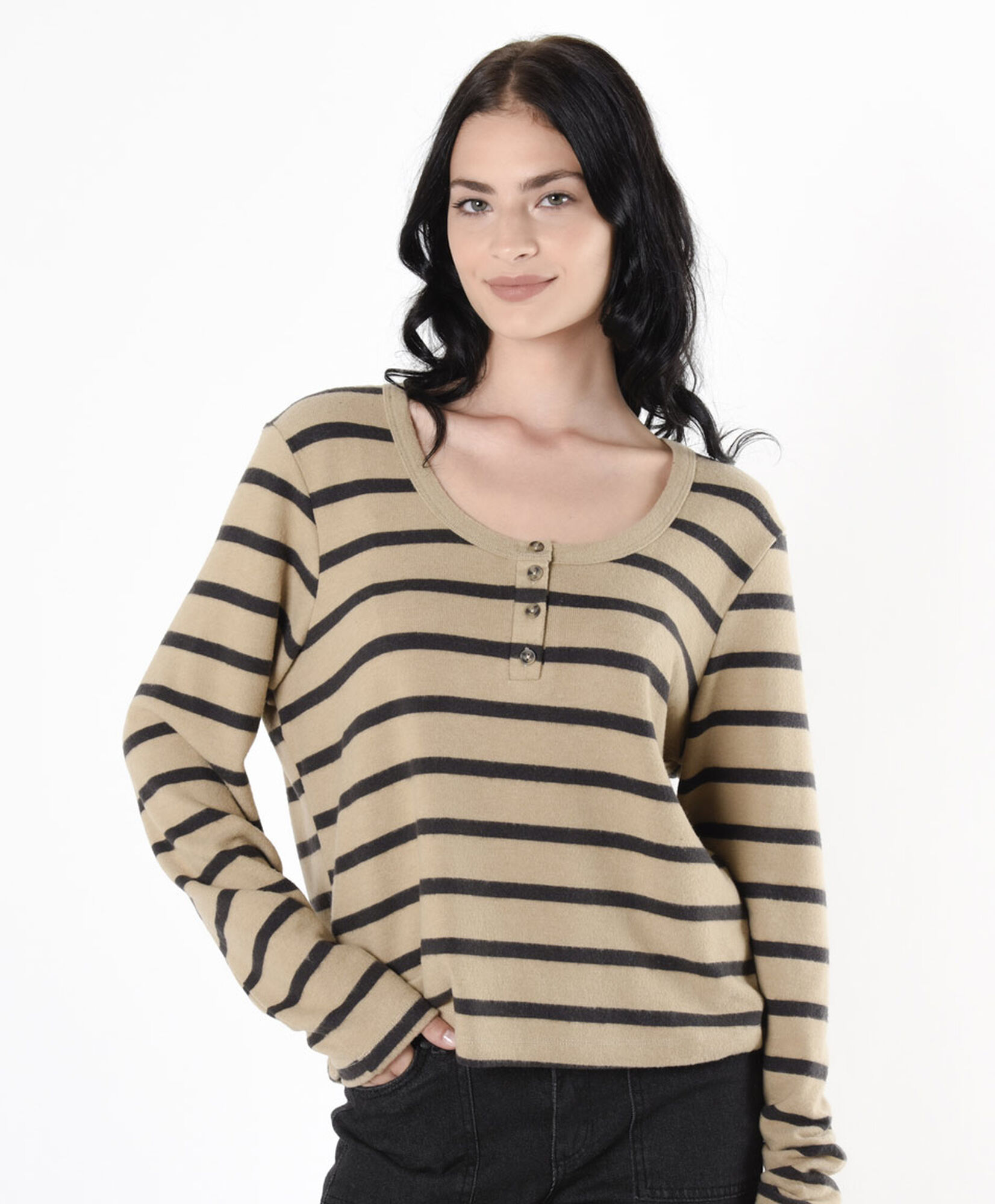 Tejido mujer rayas botones Tejido mujer rayas botones