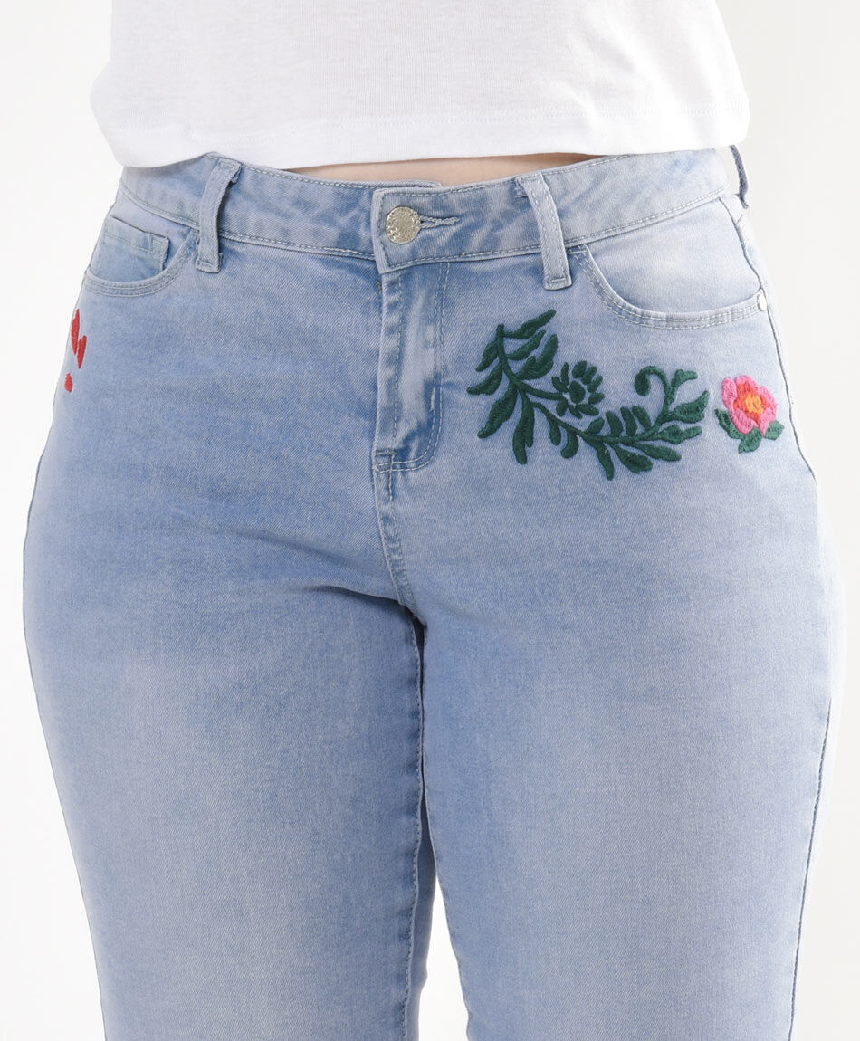 Jeans mujer bordados skinny fit