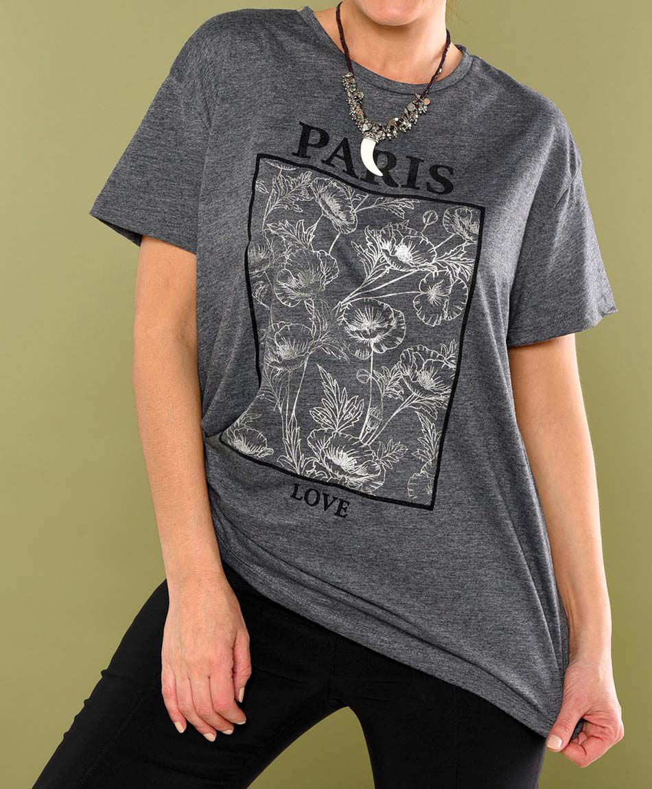 Polera oversize manga corta cuello redondo