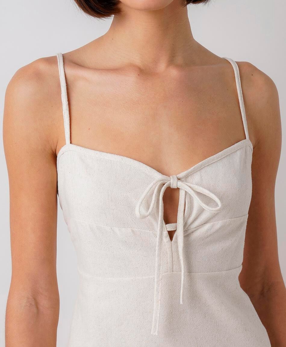 Blusa mujer lazo frontal lino