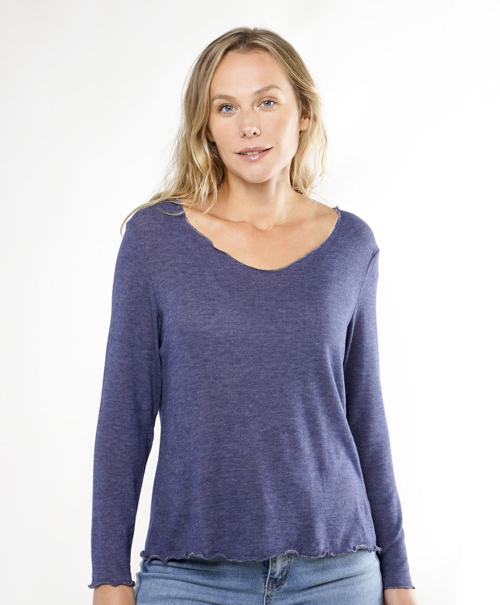 Polera mujer cuello v colores Polera mujer cuello v colores