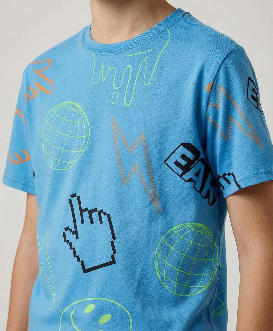 Polera ni&ntilde;o celeste dibujos