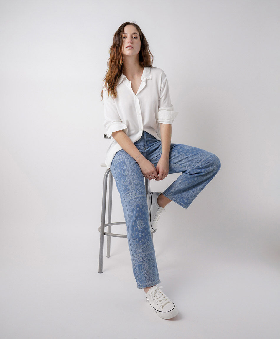 Jeans mujer wide leg estampados