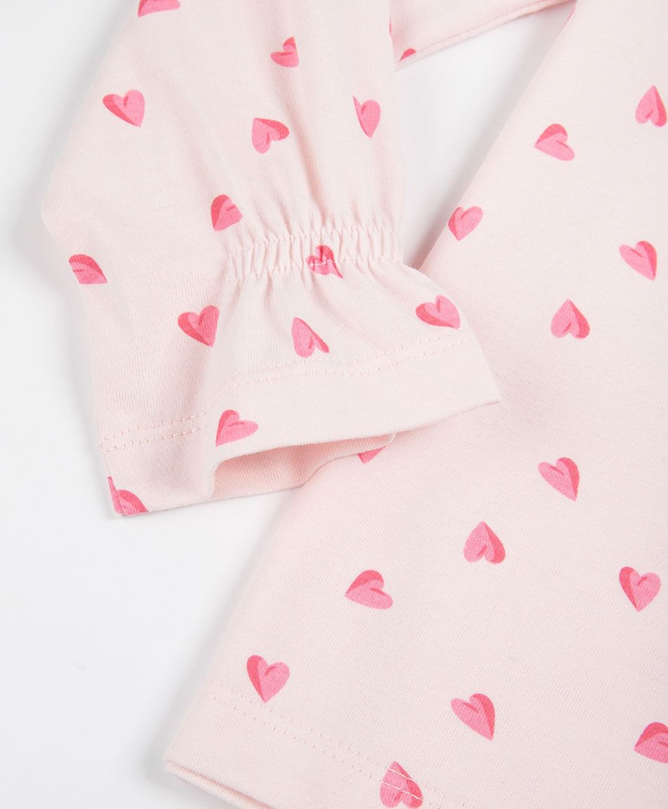 Polera beb&eacute; manga larga corazones