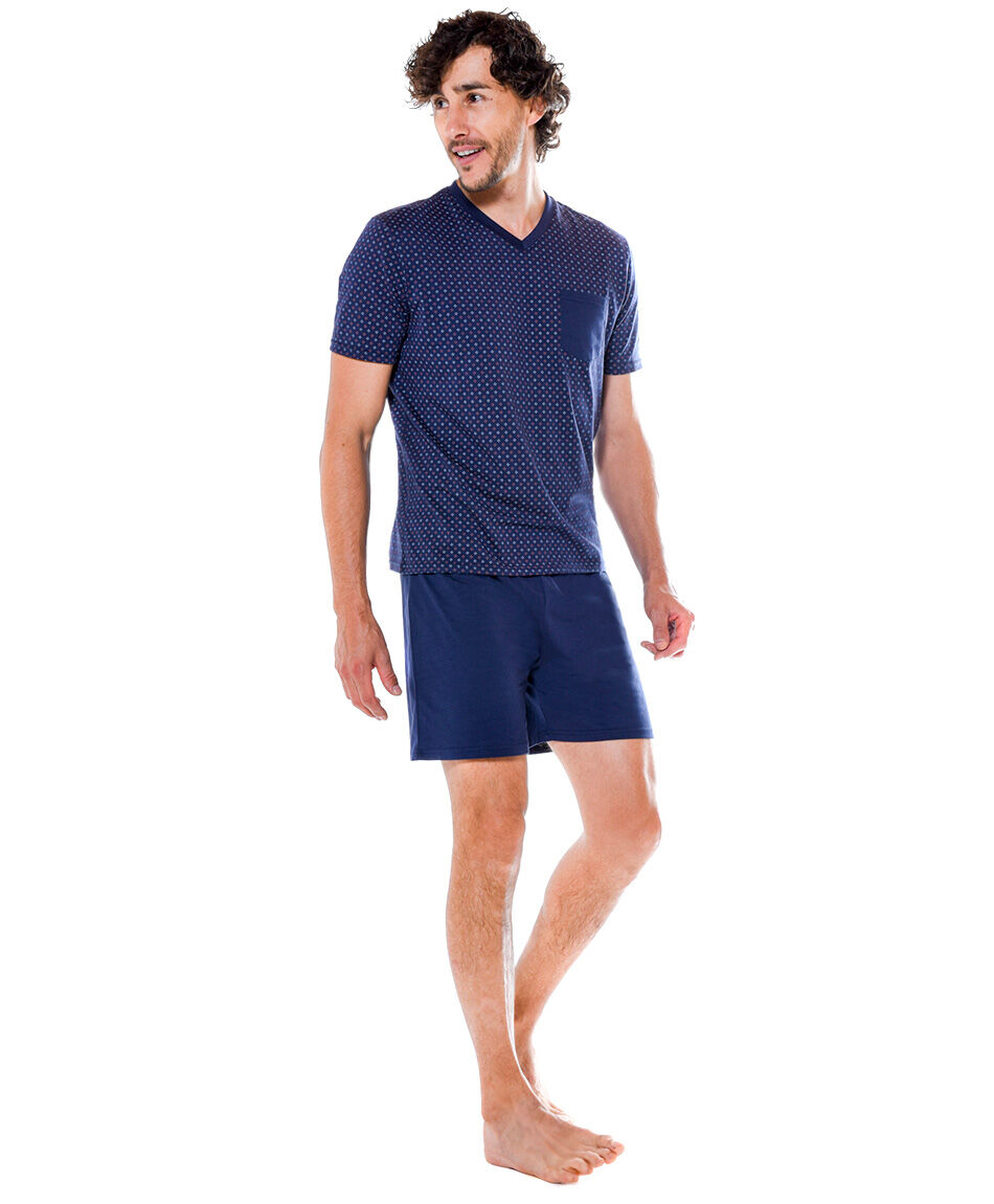 Pijama corto estampado bolsillo