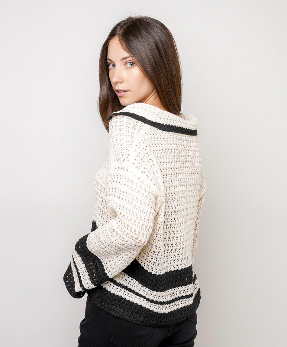 Sweater mujer acanalado black and white
