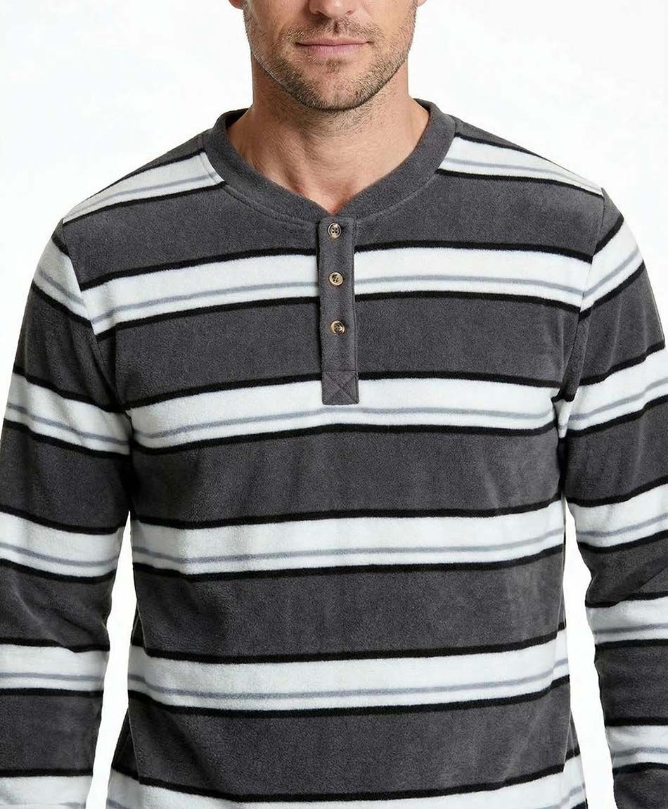 Pijama hombre polar l&iacute;neas bicolor
