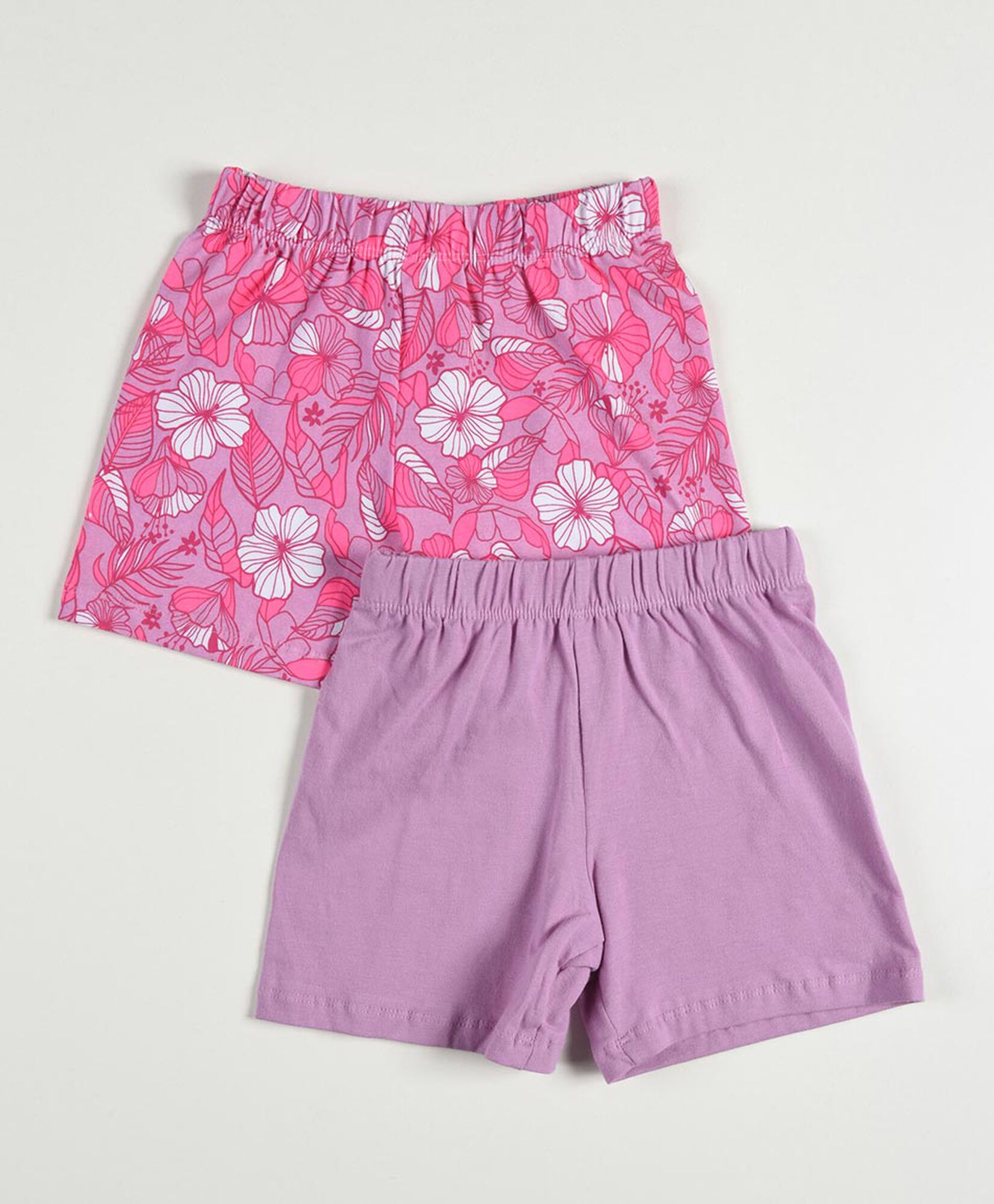 Pack 2 short niña flores y lila Pack 2 short niña flores y lila