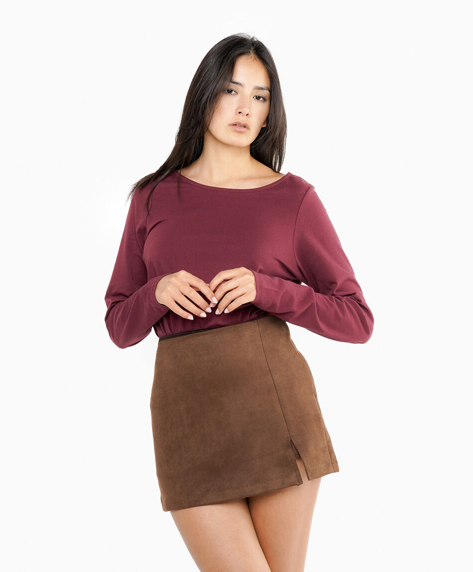 Mini falda mujer sarong suede