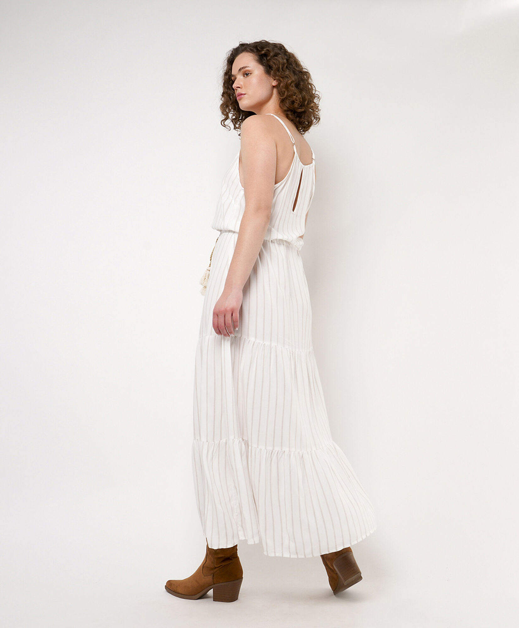 Vestido mujer rayas pretina cintura Vestido mujer rayas pretina cintura