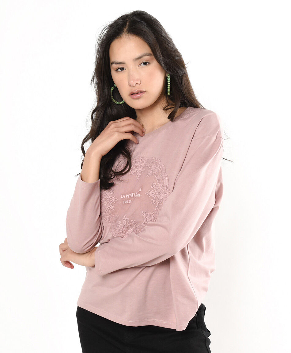 Polera mujer encaje frontal