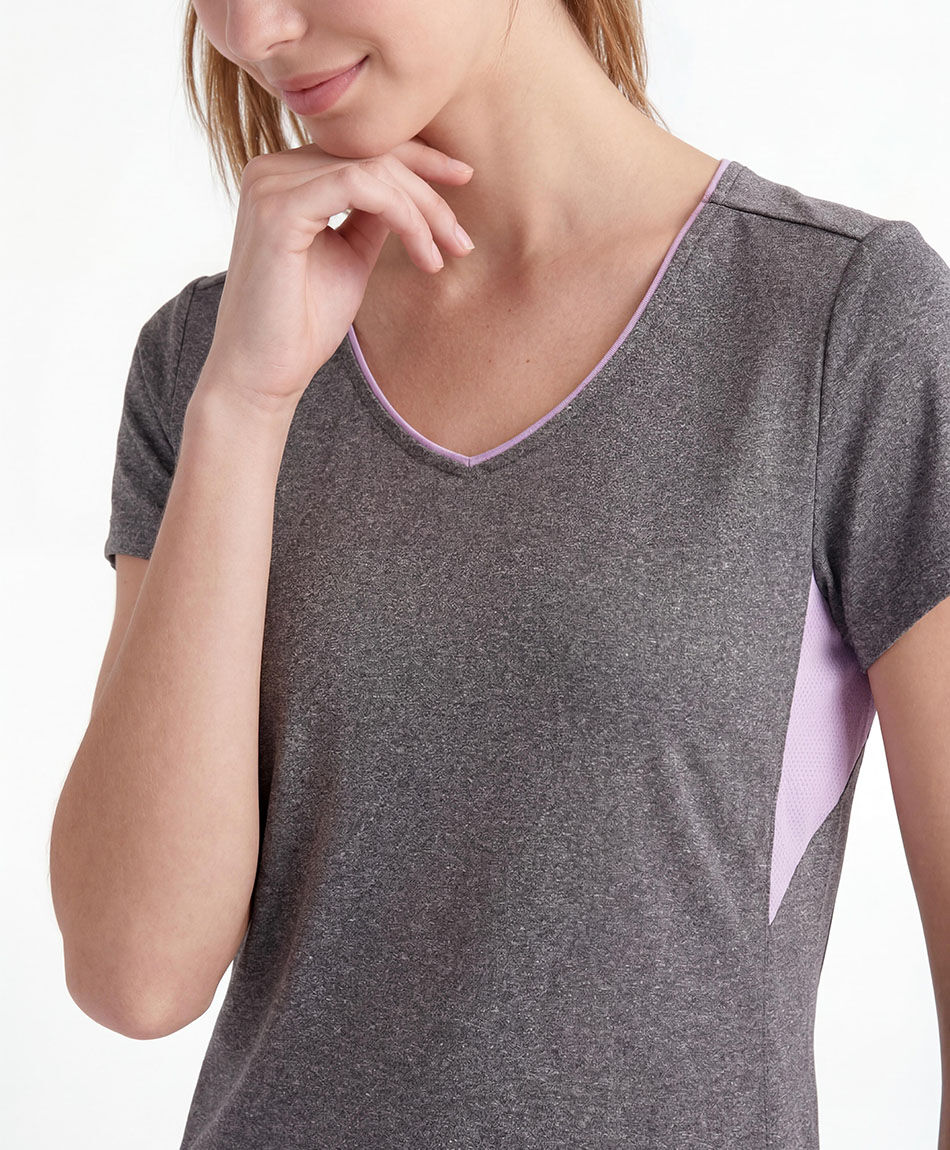 Polera deportiva mujer mix gris