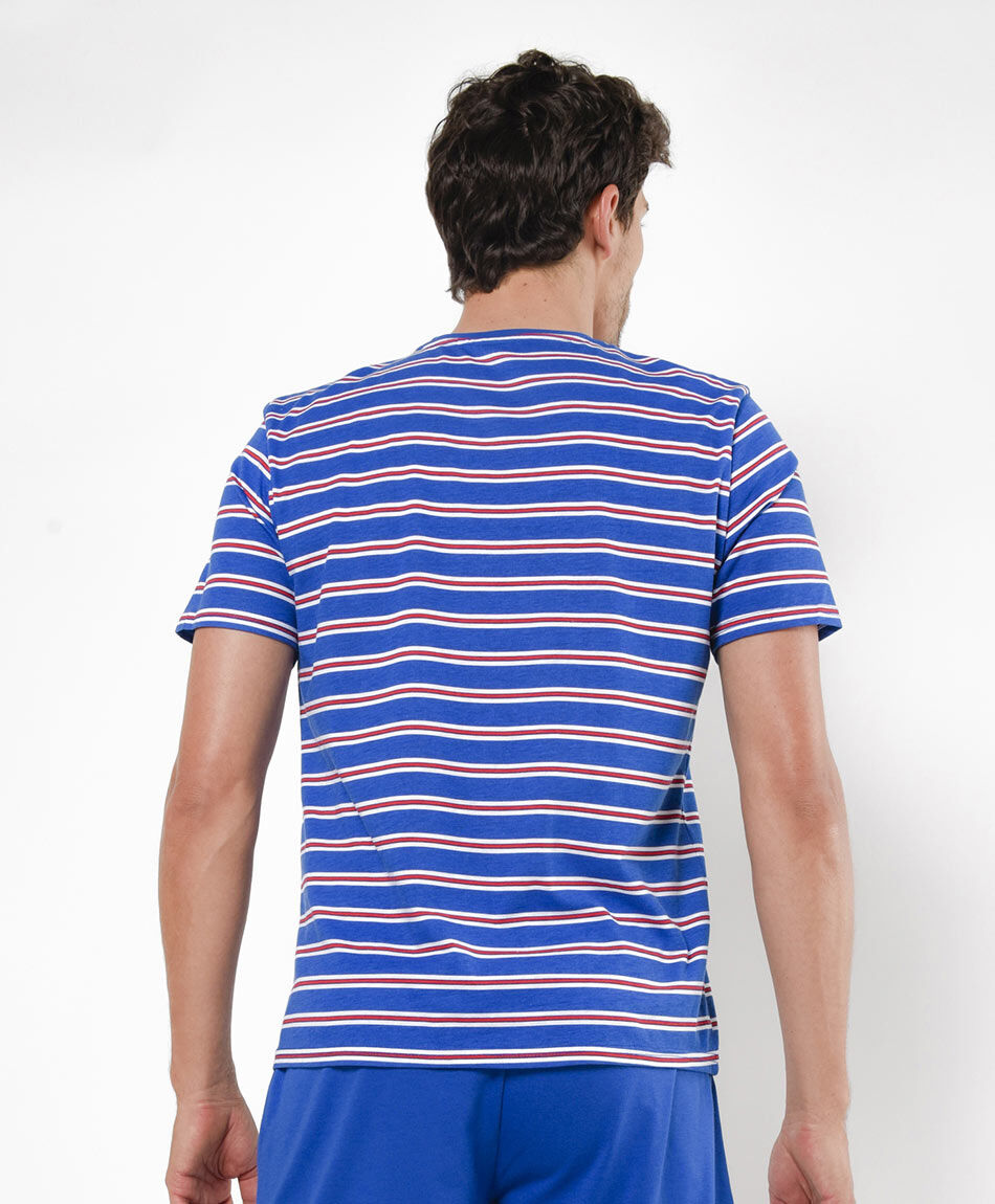 Pijama hombre l&iacute;neas tricolor 2 piezas