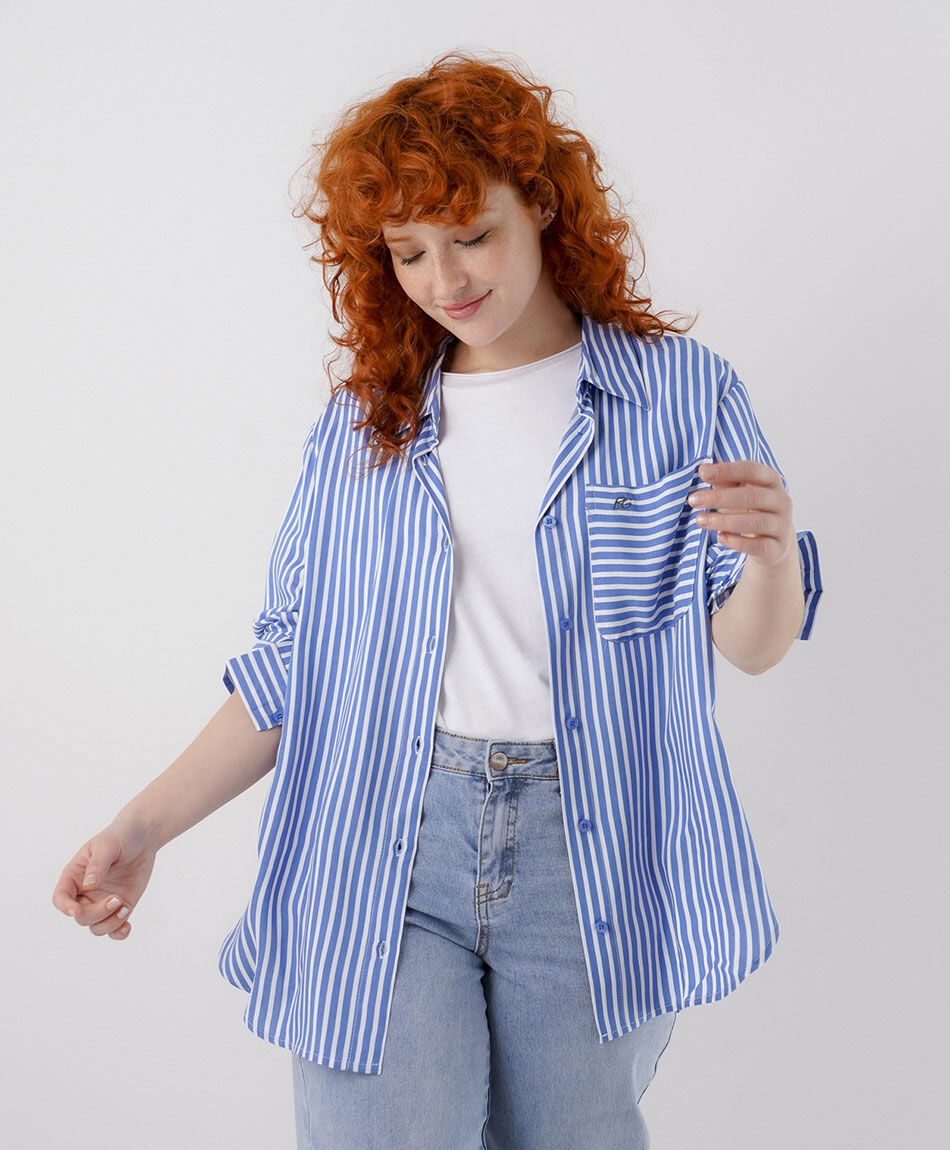 Blusa mujer l&iacute;neas bolsillo