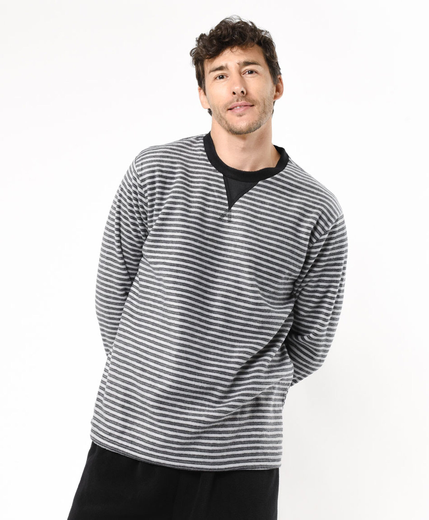 Pijama hombre polar rayas gris Pijama hombre polar rayas gris